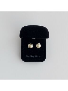 Large Canary Pale Yellow Cubic Zirconia Stone CZ Crystal Earrings Silver Tone